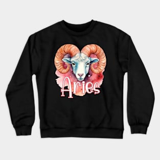 Aries on Watercolor Crewneck Sweatshirt